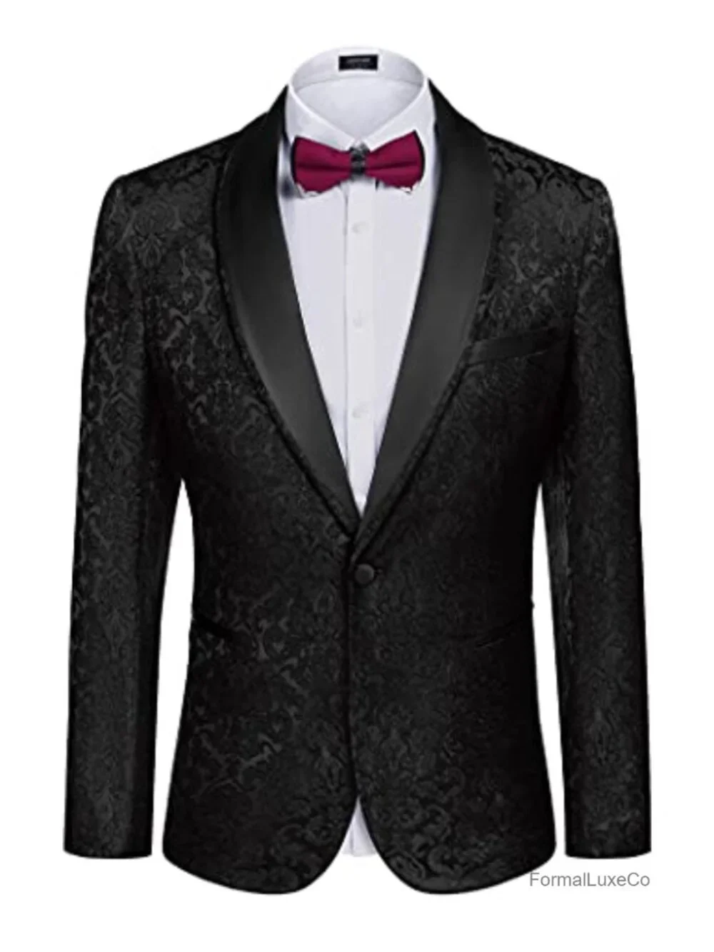 Men's Floral Tuxedo Jacket Paisley Slim Fit Dinner Blazer